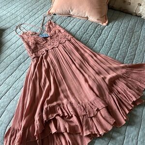 Free People Pink Lace Chemise